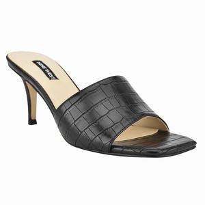 Nine West Donna Heeled Slides - Black - Ireland (WK2854931)